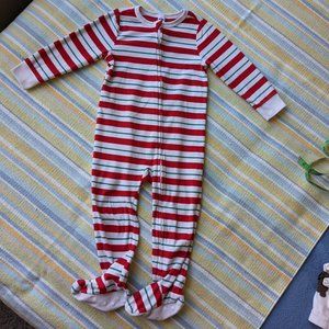 🛍️ BUNDLE ONLY | Old Navy striped fleece holiday footie pajamas PJs 3T